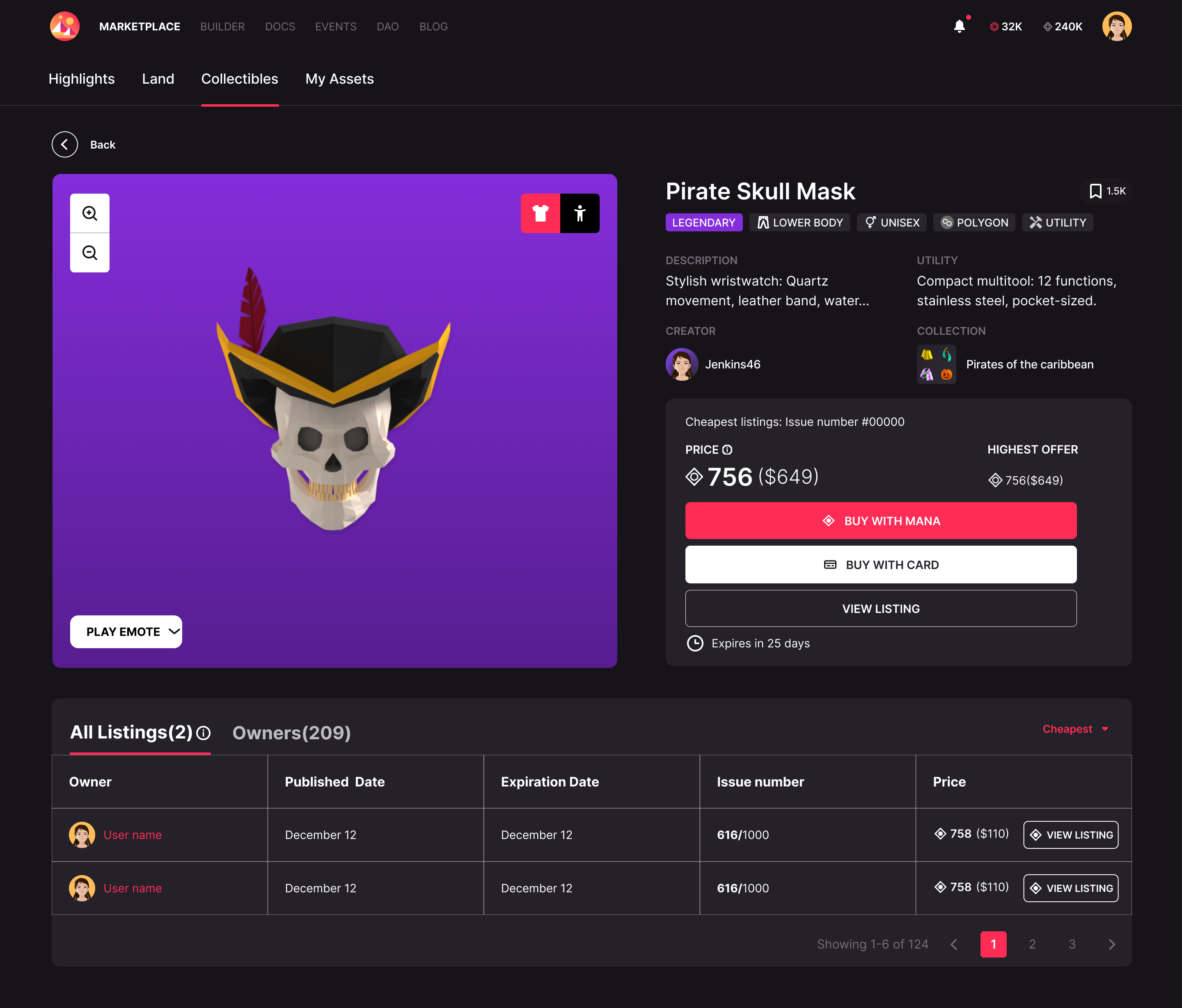 Marketplace Item Detail Page